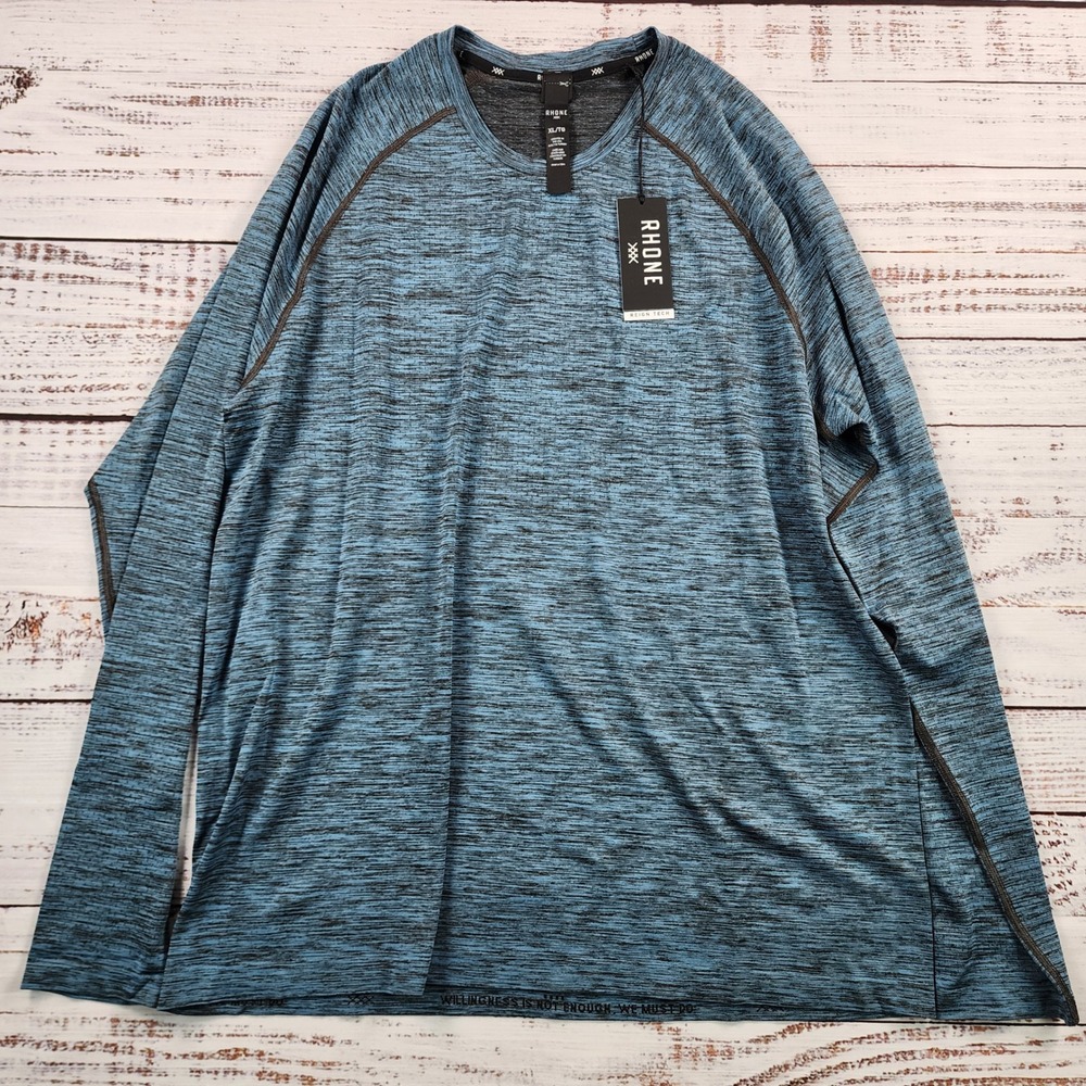 Rhone Reign Tech Long Sleeve Shirt Men's XL Oceanview Dark Chestnut NWT